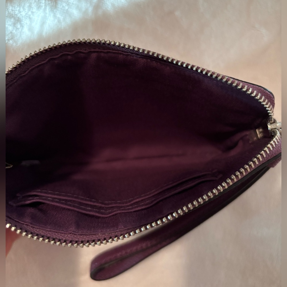 Coach Plum Leather Wristlet - Picture 3 of 3